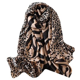 CHROME CRANE (Chrome Crane) Women's Stole Zebra Pattern Animal Design Large Scarf MF017 (02. Brown)