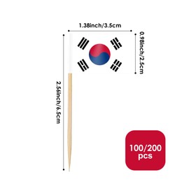 AhfuLife 100/200pcs South Korea Toothpick Flags, Korean Cocktail Stick Flag for National Day Sandwich Food Cupcake Toppers Tableware World Cup Party Supplies Pub Royal Event Decor (200 Pcs)