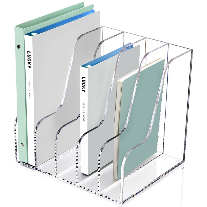 SANRUI Acrylic Desk Organizers, Clear Magazine File Holder, 5 Vertical