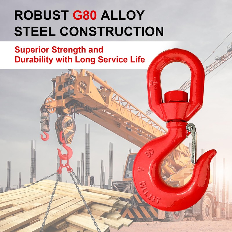 SCIEO 11 Ton Swivel Hook for Lifting - Heavy Duty