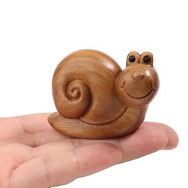 Yaofuren Snail Wooden Figurine,Gift Decoration Hand-Carved Wood Look Art Carved Garden Statue,Lovely Home Decor Figurine Suitable for Office Desk, Desktop, Living Room, Bedroom, Bookshelf, etc.