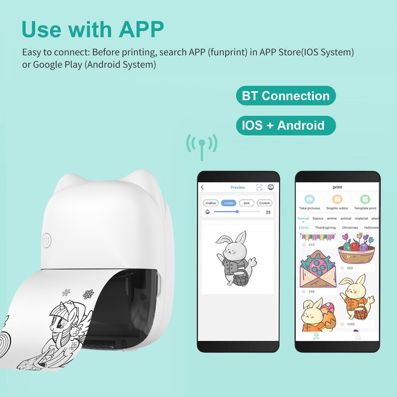 Mini Pocket Thermal Instant Photo Printer Label Maker Machine BT