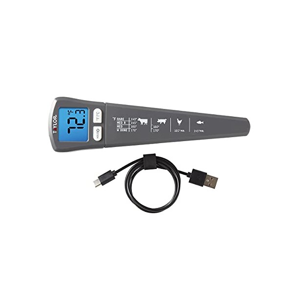Taylor Precision Products USB Rechargeable Digital Instant Read Food Thermometer,