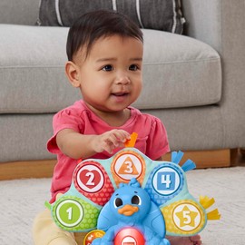 Fisher-Price BlinkiLinkis Zahlen und Farben Pfau, elektronisches Lernspielzeug mit Licht und Musik für Babys und Kleinkinder ab 9 Monaten, (Dutch), HNN79