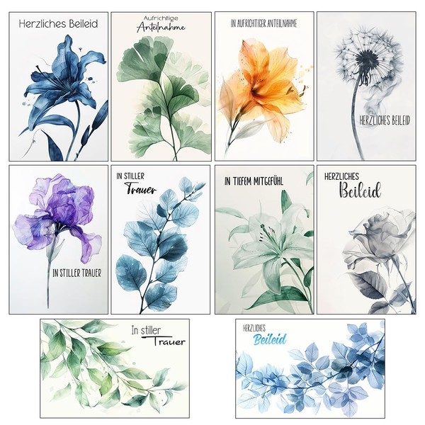Yezirzax 10 Sympathy Cards, Sympathy Cards with Envelope, High-Quality Condolence