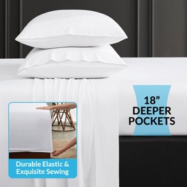 Coldest 100% Organic Viscose Derived from Bamboo Sheets, Luxury Ultra Soft & Cooling, Deep Pocket, Double Stitching - Ideal for Hot Sleepers - Queen Size 5 Pieces Set