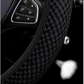 Elastic Stretch Steering Wheel Cover,Warm in Winter and Cool in Summer, Universal 15 inch, Microfiber Breathable Ice Silk, Anti-Slip, Odorless, Easy Carry (Blue)