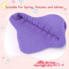 Toddler Baby Winter Hat with Earflap Kids Warm Twisted Knit Hat Infant Pom Pom Beanie Ski Cap for Baby Girls Boys(Purple,2-6 Y)