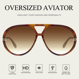 mosanana Trendy Oversized Big Aviator Retro 70s 2025 Sunglasses for Women Men Cute Vintage Fashion Large Pilot Shield Tortoise Gradient Brown Lens MS52478