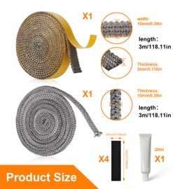 7 Stück 10 mm*3m Ofendichtschnur Dichtschnur für Kaminofen Kamindichtung Selbstklebend Ofen Dichtschnur Ofen Dichtung Ofendichtband 3mm*10mm*3m Ofen Dichtschnur 10mm Kaminzubehör mit Endabbinder