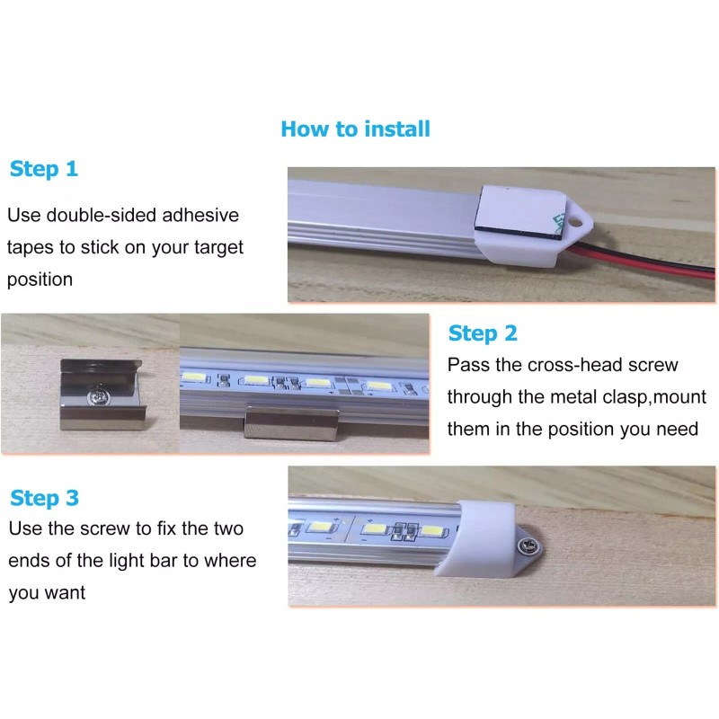 MICTUNING Interior LED Light Bar, 4PCS 12V 48 LEDs 6500K