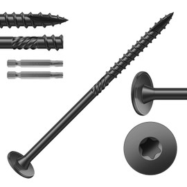 SG TZH #14 x 4 Inch Outdoor Structural Wood Deck Screws (106Pcs/4lb), Carbon Steel, Black, Flat Head, Rust Resistant Epoxy Coated, T30 Star Bit