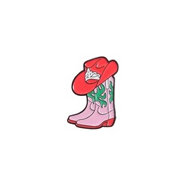 Pink Cowgirl Enamel Pin – Western Boot & Hat Brooch for Rodeo Outfits, Gifts, Backpacks & More