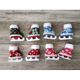 8Pcs Christmas Ornaments Boots -DIY Shoes Tree Hanging Ornament 8x7cm