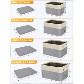 BALEINE 3 Pack Fabric Closet Storage Bins for Shelves, Linen Closet Organizers and Storage, Decorative Baskets for Organizing, Shelf, Clothes, Home, Office (Grey, 15"x11"x9.5")