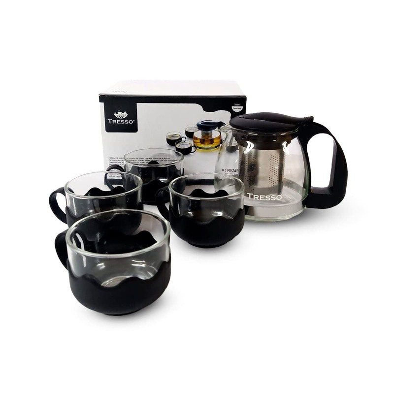 TRESSO Set de tetera de cristal de 700 ml con
