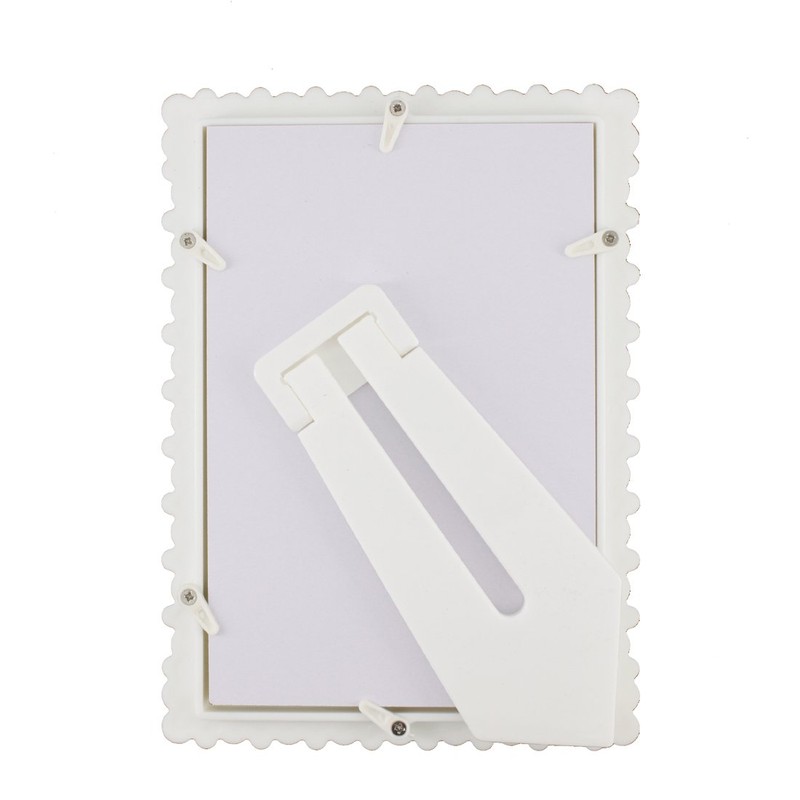 White Pearl and Crystal Plastic Picture Frame for Tabletop Display