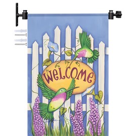 BALIE SPACE Wall Garden Yard Flag Stand Pole for 12 X 18 Sign Decoration, Heavy-Duty Metal Solid Wall Bracket Mounted Mailbox Banner Holder Scroll Hanger for Holiday Décor, Black, 1 Pack