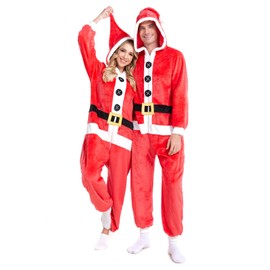 HSCTEK Santa Onesie Adult, Christmas Onesie Pajamas Women Men, Family Santa Claus Costume Teen X-Large