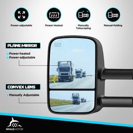 Heated Tow Mirrors Compatible with 2014 2015 2016 2017 2018 Chevy Silverado & GMC Sierra 1500, 2015-2018 2500 3500 HD, Extended Trailer Towing Side Mirrors w/LED Arrow Turn Light