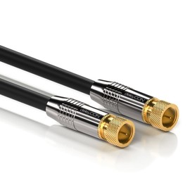 deleyCON SAT Antenna Cable 2m (6.57 ft.) Coaxial Satellite Cable Gold-plated F-type connector straight Metal Connector UltraHD FullHD HDTV - Black