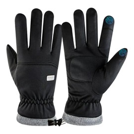 Winter Thermal Gloves Men, Waterproof Gloves Touchscreen Feature, Thick Lined for Warmth, Elastic Adjustable, Perfect for Cycling Glove, Ski Glove, Multi-Purpose Outdoor Use and Gift, Black