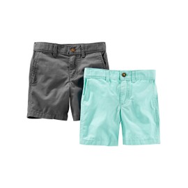 Simple Joys by Carter's Toddler Boys' Flat Front Shorts, Pack of 2, Grey/Mint Green, 5 Years