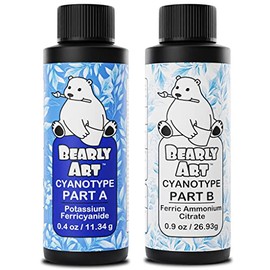 Bearly Art Cyanotype Kit - Solar Print Set for Photographic Printing on Paper and Fabric - 2 Part Sensitizer - Archival - Creates 32 8"x10" Prints on Paper and 25 on Fabric