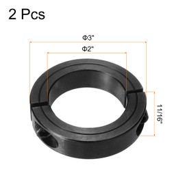 MECCANIXITY Shaft Collar 2" Bore Double Split Carbon Steel Clamping Collar Shaft Collars with Set Screw Black 2 Pack