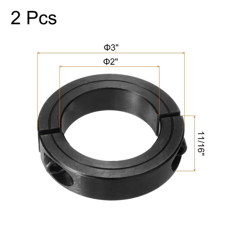 MECCANIXITY Shaft Collar 2" Bore Double Split Carbon Steel Clamping