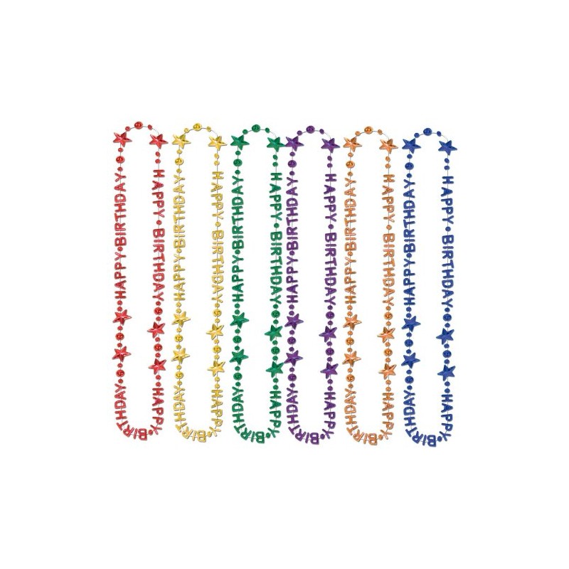 Happy Birthday Beads-Of-Expression (asstd B/G/GD/O/PL/R) Party Accessory (1 count) (1/Card)