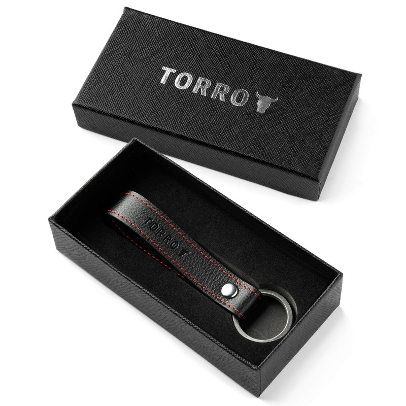 TORRO High Quality Leather Brushed Metal Split Ring Key Ring