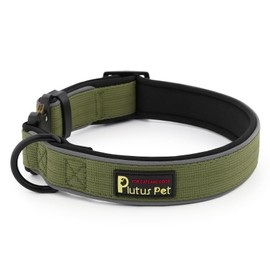 Plutus Pet Tactical Dog Collar, Reflective, Adjustable Heavy Duty Dog Collar, Soft Padded and Comfortable, for Small Medium and Large Dogs (Ranger Green, M)