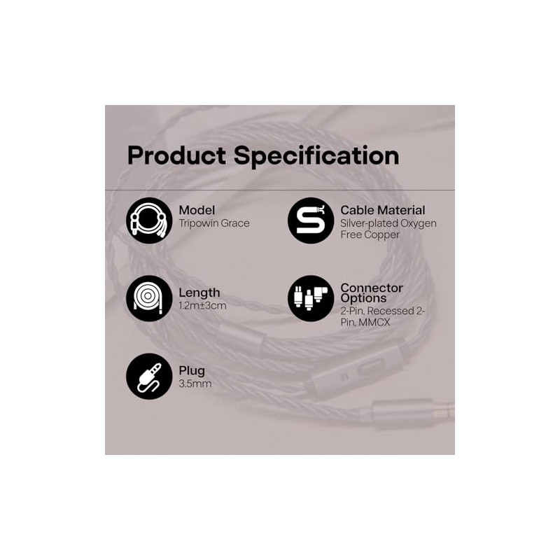 Linsoul Tripowin Grace - Cable desmontable chapado en plata de
