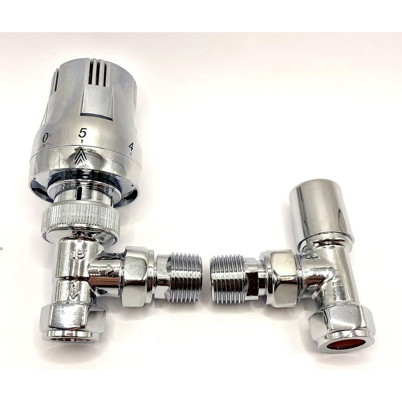 Greened House Haxby Chrome Angled TRV and Lock Shield Valve