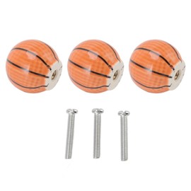 Set of 3 Basketball Shape Cabinet Knobs Kitchen Home Knobs Single Hole Drawer Knobs Pulls Handles Ceramic Handle Zinc Alloy Sports Decoration for Sports Fans