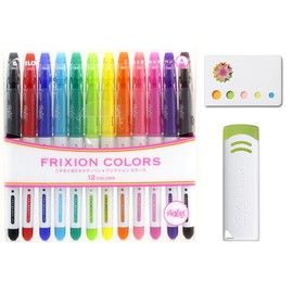 Pilot Frixion Colors Erasable Marker - 12 Color set/Value set Which Attached the Eraser Only for Friction (White, 1 eraser)