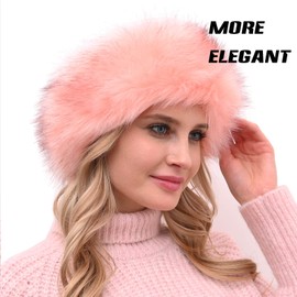 Fancylovesotio Womens Faux Fur Headband with Elastic Earwarmer Earmuff for winter cold weather (Pink)