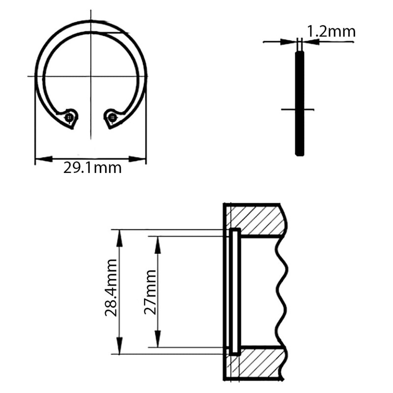 27mm Internal Circlips for Bores Retaining Rings Snap CirClip Phosphated