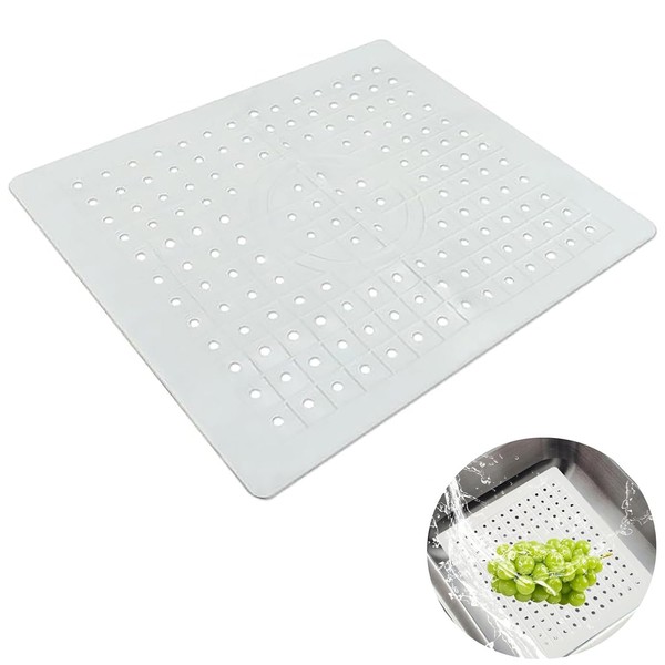 JINJUMEI Rubber Sink Protective Mat, Sink Mat with Drainage Hole