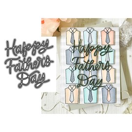 Mvchifay Cutting Dies for Card Making Metal Die-Cuts Scrapbooking Tool Hollow Frame DIY Craft Punch Template Embossing for Paper Album Decor (Happy Father's Day-6.7x7.1cm)