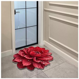 Floral Diatomaceous Earth Floor Mat 3D Flowers Pattern Bath Mat Non-Slip Bath Rug Safe Absorbent Quick Drying Bathmat Suitable for Bathroom Kitchen Entrance (Style 1, 23.62"/60cm)