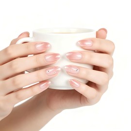NEURAD Nail Tips, Short, Cheek Pink, Gradation, 24 Pieces, French, Glitter, Popular, Cute, Fashionable, Fake Nails, Coming-of-age Ceremonies, School Entrance Ceremonies, Graduation Ceremonies