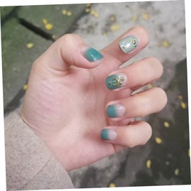 Healeved 24pcs Women's False Nails Manicure Set Full Cover Medium Length Fake Nails Diamond Art No Odor (dark)