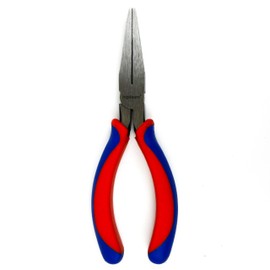 INGDAUM® Flat Nose Pliers Telephone Pliers 160mm with Two Component Handles Red/Blue for Repairs, Assembling and Clean Bending of Cores and Wires