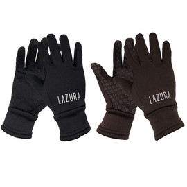 Lazura - Calgary Winter Riding Gloves | Soft Winter Gloves for Riding | Includes Reins Reinforcement | Thin Warm Gloves in Brown | Unisex Riding Clothing in Size XS