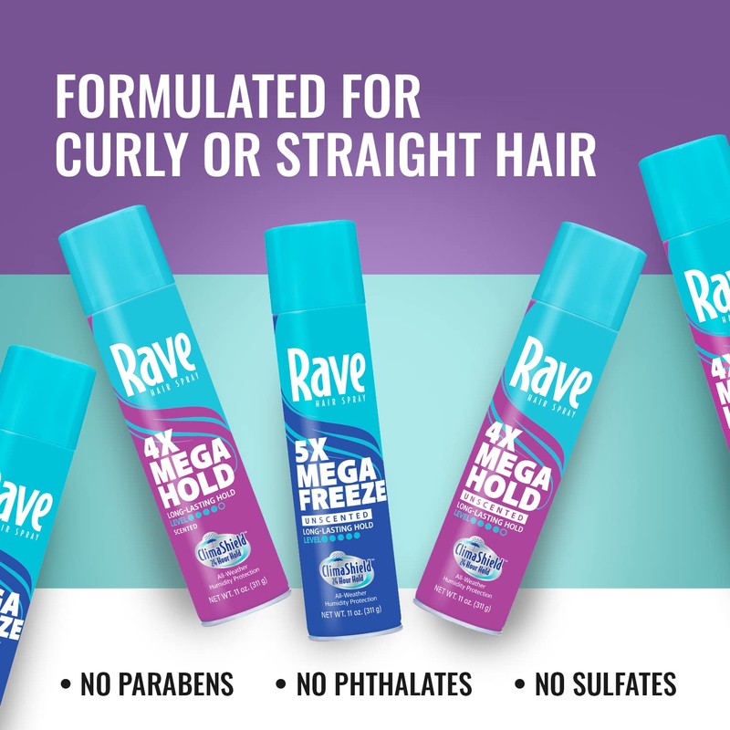 Rave 4X Mega Long-Lasting Firm Hold Scented Hair Spray for
