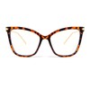 Eye Cat Shape Frame Oversized Anti Blue Light Glasses (Leopard)