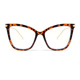 Eye Cat Shape Frame Oversized Anti Blue Light Glasses (Leopard)