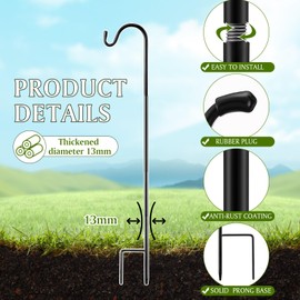 Yetene 4 Pcs 45 Inch Shepherds Hook for Outdoor Adjustable Bird Feeder Pole Metal Steel Shepard Hooks for Hummingbird Stand Feeder Pole for Garden Plant, Lantern, Hanging Wedding Decor